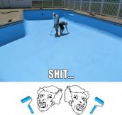 Two geniuses painting a pool…