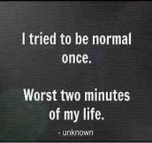 I tried to be normal once…