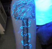Awesome tattoo with glow in the dark ink…