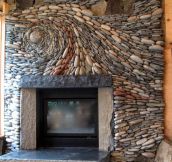 Beautiful stone fireplace…
