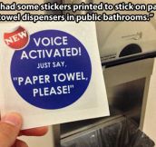 Voice activated towel dispenser…