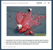 I dropped the ketchup…