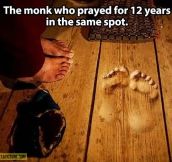 Monk’s feet leave lasting impression…