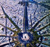 Paris, incredible view above Champs Elysees…