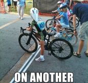 Little cyclist is not messing around…