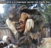 Chainsaw carver with a great talent…