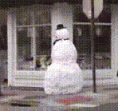 Old woman starts spot sprinting after being scared by snowman…