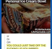 Another take on the personal ice cream bowl…