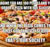Imagine a pizza with 100 slices…