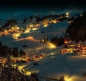 Amazing winter night in Damüls, Austria