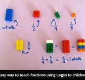 Such an easy way to teach fractions using Legos to children…