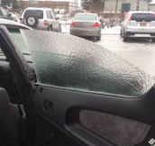 Frozen car window…