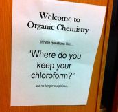 In the Chemistry building at school…