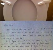 Protective brother leaves a note…