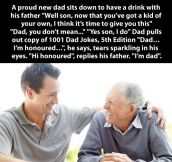 Dad gives something to his son