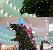 Godzilla Christmas tree at Tokyo mall…