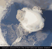 Astronauts’ view of an erupting volcano…