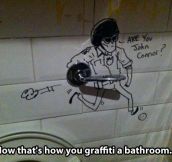 Clever bathroom graffiti…