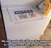 New sign for the washer…