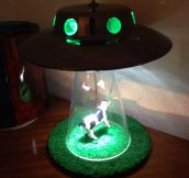 Cow getting abducted by aliens lamp