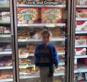 Grocery shopping with uncle and grandpa