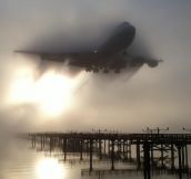 747 cutting through the fog…
