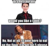 Would you like a table?