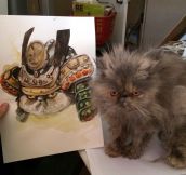 Samurai cat painting
