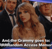 Taylor Swift and her producers’ reactions when they think she won best record for ‘Red’…