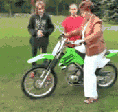 Mom, quit playing with the bike…