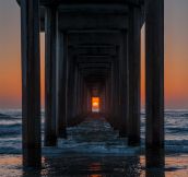 Scripps Pier in La Jolla, California only lines up twice a year…
