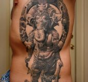 Side Tattoo By Sergio Sanchez, California