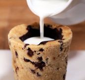 Milk in cookie cup.