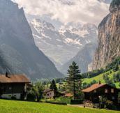The village of Lauterbrunnen in the Swiss Alps