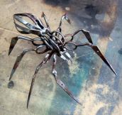 A Spider Completely Made Out Of Scissors