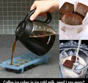 Ice Cube Coffee In Cold Milk