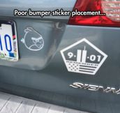 Unfortunate Bumper Sticker Location