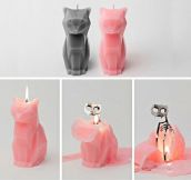 Cat Candle With Metal Skeleton