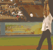 Jeff Bridges Throwing Out The First Pitch In Character As The Dude