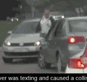Texting Driver Causes A Collision