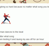 Tiny Spiderman Dances To The Beat