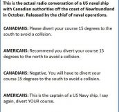 US Naval Ship Vs Canadian Authorities. This Is Priceless.
