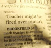 Teacher Might Be Fired Over Remark