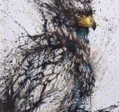 Bird Painted With Ink Stains