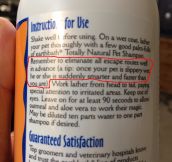 Instruction For Dog Shampoo Use