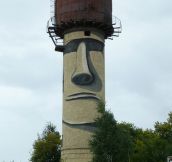 Easter Island Statue Water Tower Street Art