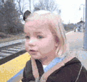 Little Girl Sees Train For The First Time