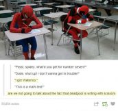 Deadpool And Spiderman Take A Test
