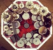 Neil Peart’s Massive Drum Set From Above