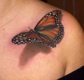 Realistic 3D Butterfly Tattoo